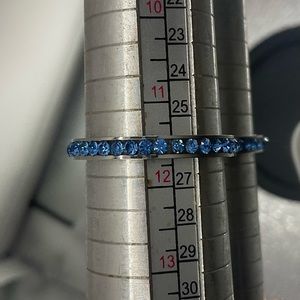 Aquamarine Blue Crystal Channel Eternity Band Ring Size 11.5